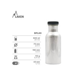 Alu. bottle 0,6 L. Plain cap - Skate
