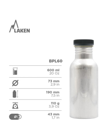 Alu. bottle 0,6 L. Plain cap - Animal camping