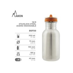 St. steel water bottle Flow cap 0,5L Fromage