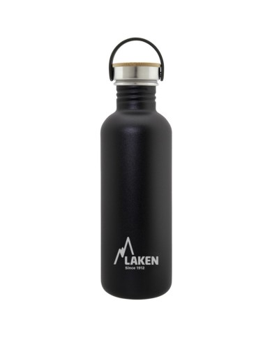Basic Steel Bottle 1L ,Bamboo S/S Cap - Black