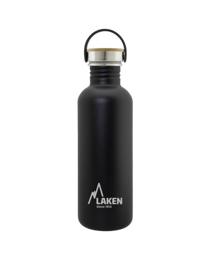 Basic Steel Bottle 1L ,Bamboo S/S Cap - Black