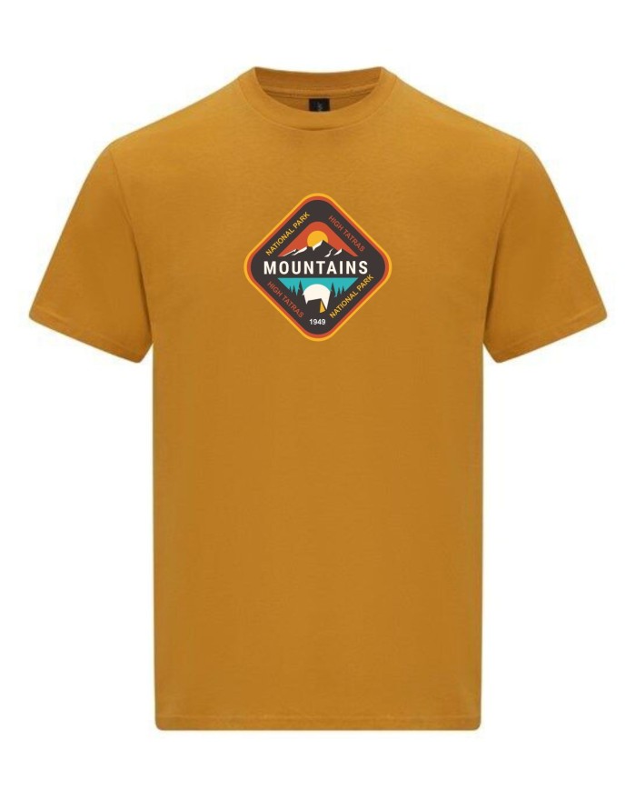 Pánske bavlnené tričko - Mountains kosoštvorec