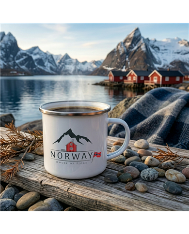 Smaltovaný hrnček - Fjord domček