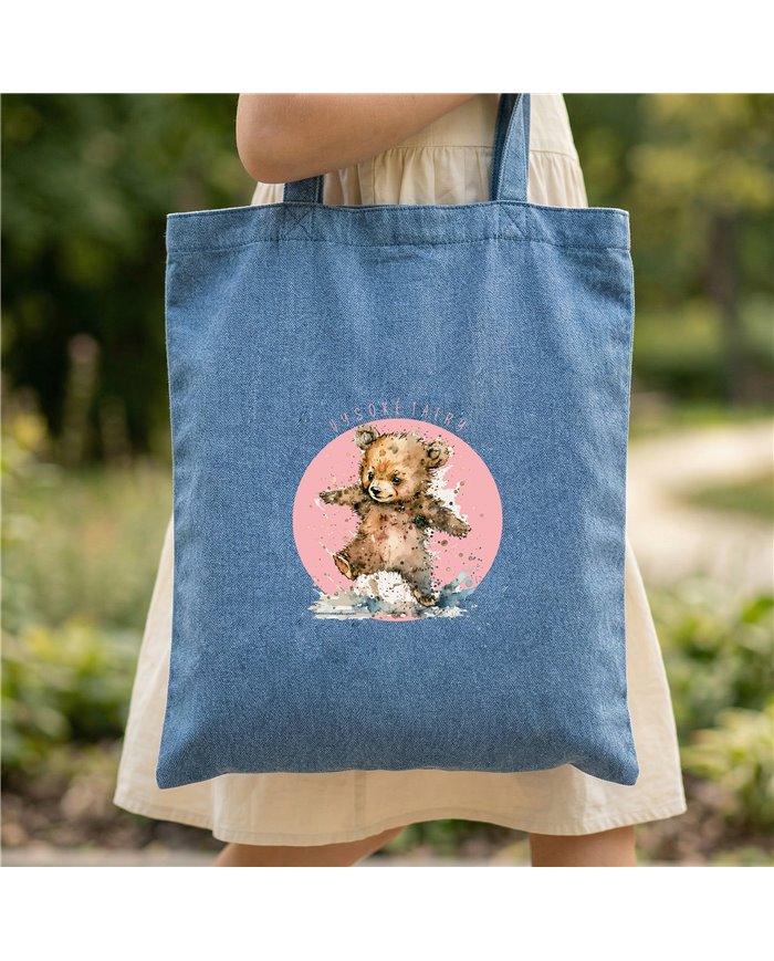 Taška bavlnená - Macko ružový