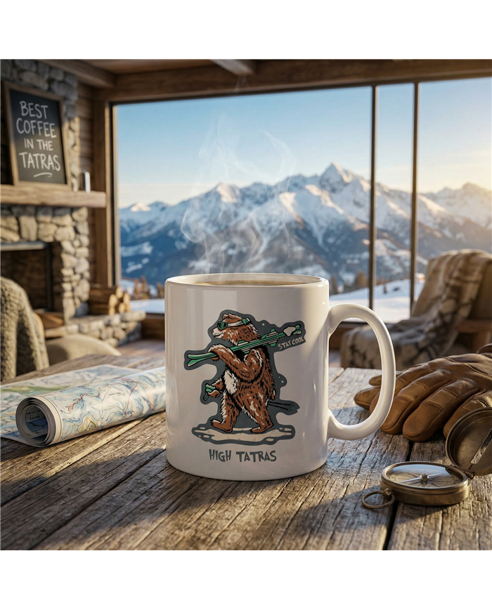 Keramický hrnček - Lyžiar