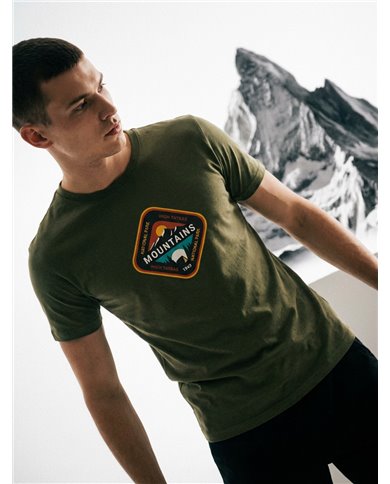 Pánske bavlnené tričko - Mountains kosoštvorec