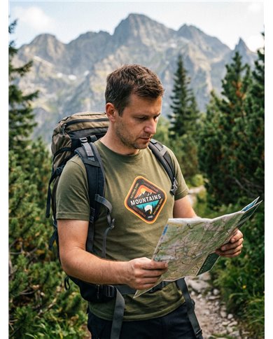 Pánske bavlnené tričko - Mountains kosoštvorec