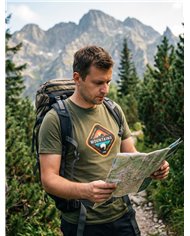 Pánske bavlnené tričko - Mountains kosoštvorec