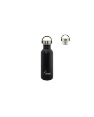 Bottiglia in acciaio 750ml, tappo in bambù - nero