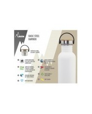 Bottiglia in acciaio 750ml, tappo in bambù - nero