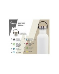 Bottiglia in acciaio 750ml, tappo in bambù - nero